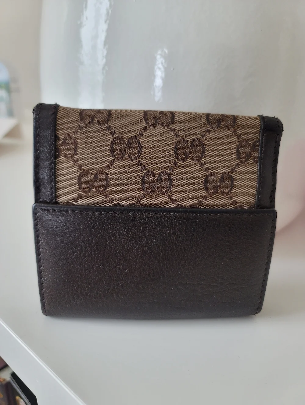 Gucci Brown/Beige GG Canvas and Leather Interlocking Icon French Wallet - Picture 4 of 13